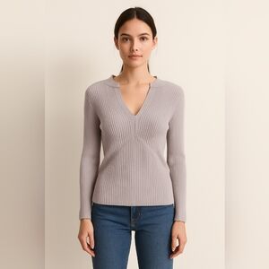 WD NY Periwinkle Sweater Blouse • Size L • Ribbed Knit Pullover